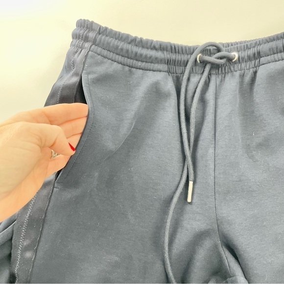 The Greii Navy Blue Straight Leg Drawstring Satin Trim Athleisure Sweatpants - Picture 5 of 11